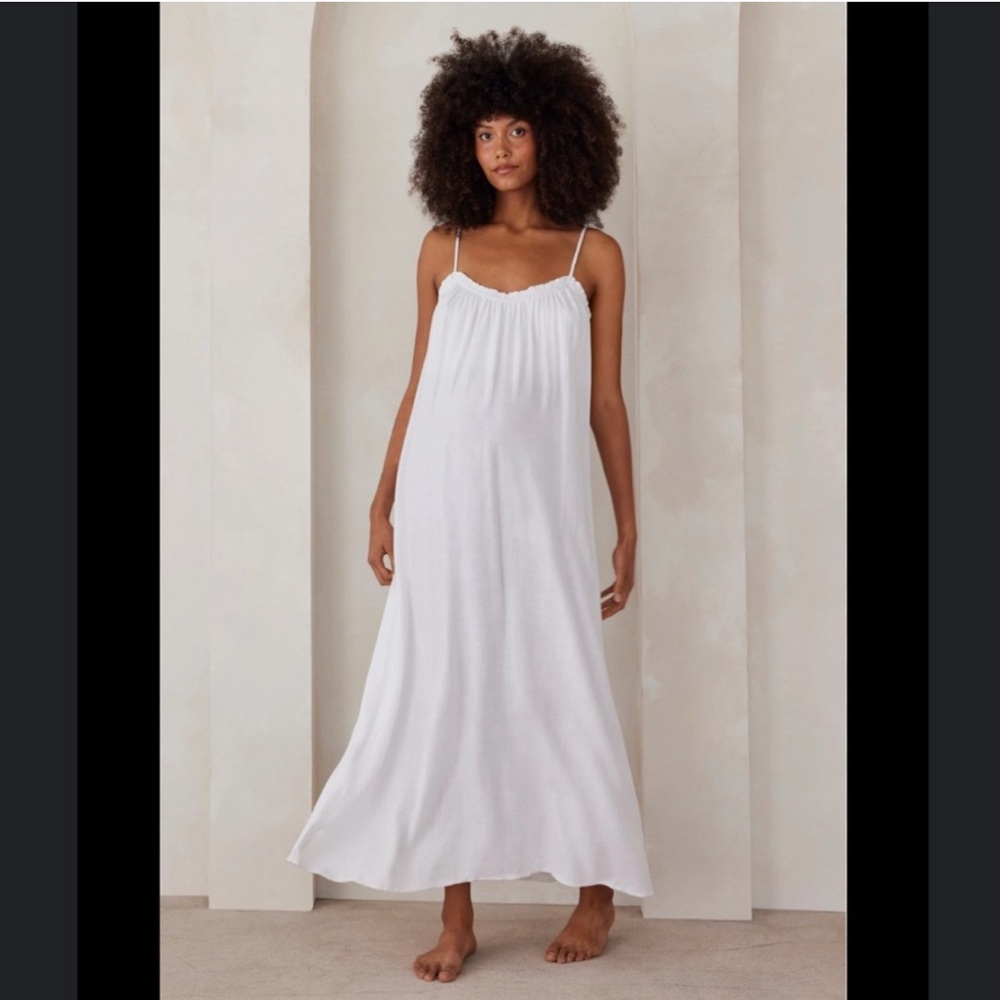 Bumpsuit White Linen Blend Maxi Dress in Size XL